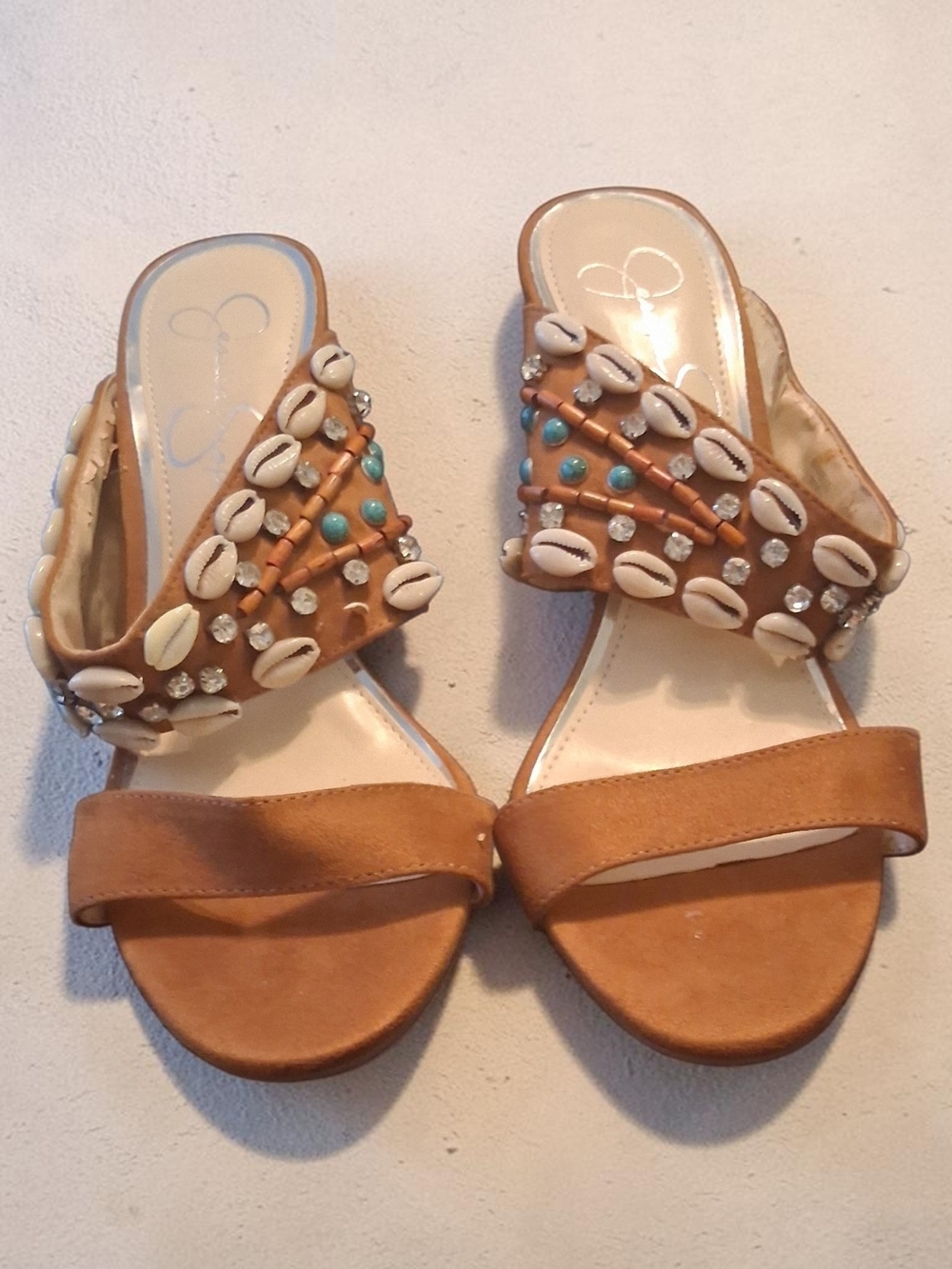 Jessica Simpson Block high heel shell Details Summer Chic Beach Core Women's 8